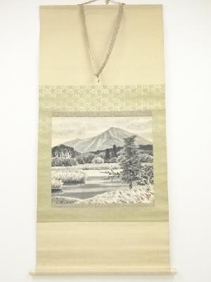 正春筆　水墨風景　肉筆紙本掛軸